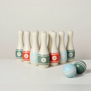 Hearth & Hand W/Magnolia Wooden Lawn Bowling Set with Bag- 13 Pieces